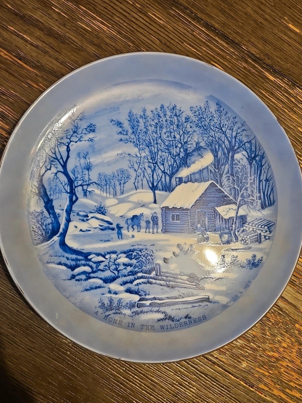 Blue Scenic Ceramic Dinner Plate - 'A Home in the Wilderness'
